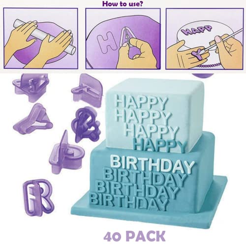 Cookie Cutters- 40Pcs Small Alphabet Letter Number Cookie Cutter Set 1'' Plastic Cute Cookie Cutters Mold Tools For Diy Cakes Muffins Fondant Sugar Biscuit Baking Clay Craft (Purple) #TOP6