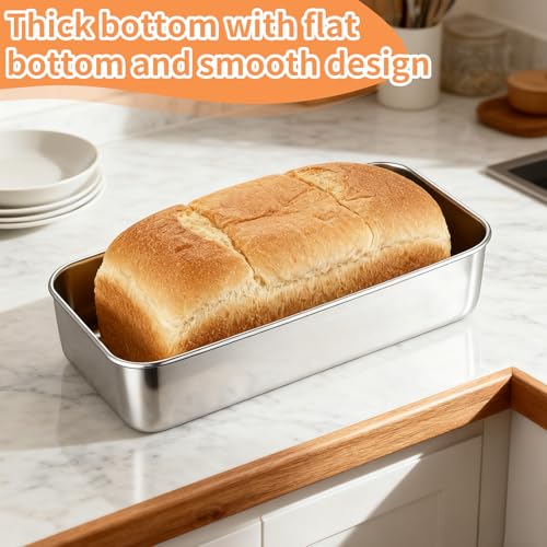 2 Pcs 3lb Loaf Tin, Bread Loaf Tins for Baking Stainless Steel Large Bread Baking Pan for Banana Toast Meatloaf Lasagna Dishwasher Safe (33x15x6,2cm) - Image 5