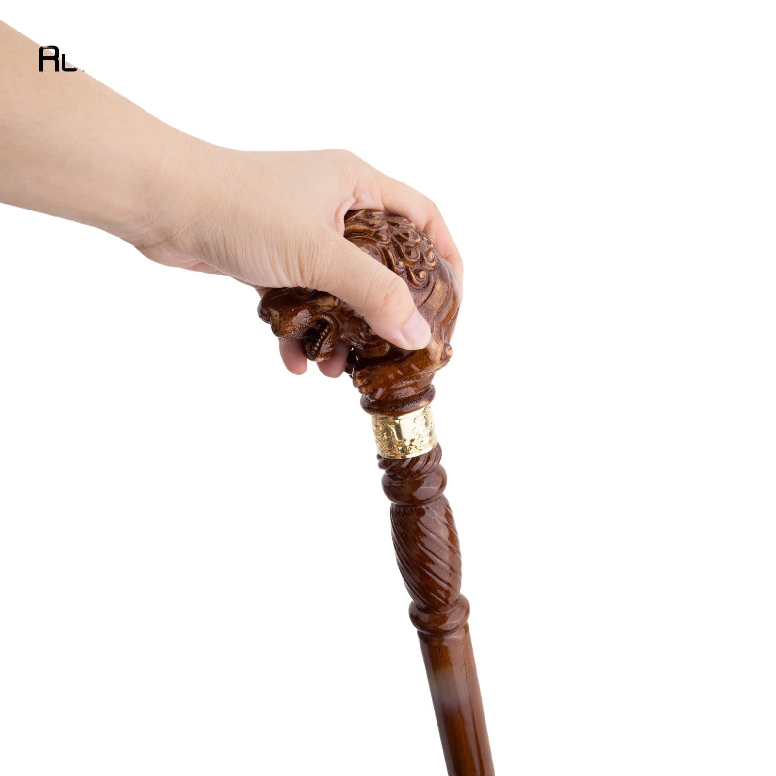 Handgeschnitzter Gehstock Aus Holz Mit Tigerkopf, Ergonomischem Griff und Gummispitze für Damen und Herren – Modischer, Einzigartiger Gehstock für Senioren – 95 cm