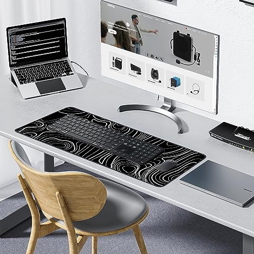 Giecy Alfombrilla de ratón XXL Gmaing, Mousepad Grande 800 x 300mm, Alfombrilla Escritorio con Base de Goma Antideslizante para Jugadores, PC(Líneas Negras y Blancas) - imagen 2