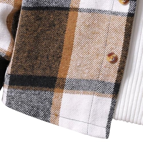 Image of Nivne Tco Toddler Boys Clothes - Button Plaid Hoodie Jacket & Sweatpants Sets - 2 Pieces Boys Clothes Outfits