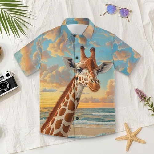Kids Hawaiian Shirt Boys Button-Down Shirts 1-13 Years Casual Short Sleeve Tops Novelty Printed Beach Outfits4