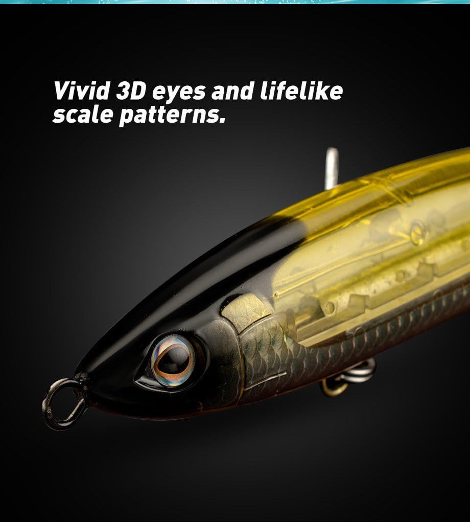 Floating Minnow Sinking Pencil Topwater Lure with Internal Flash Spinner - Saltwater Fishing for GT/Seabass/Tuna - High Density Design (70g/102g) - Long Casting, Anti-Bite Tail Hook