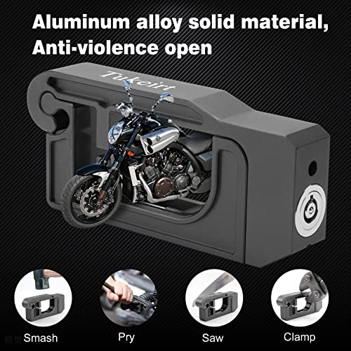 Tukeirt Motorcycle Lock - Adjustable Anti Theft for Motorcycles Mopeds Motorbikes Scooters ATVs Dirt Bike Street Bike Braking The Front Wheel Use on Grip Brake Handlebar(Black) - Thumbnail 5