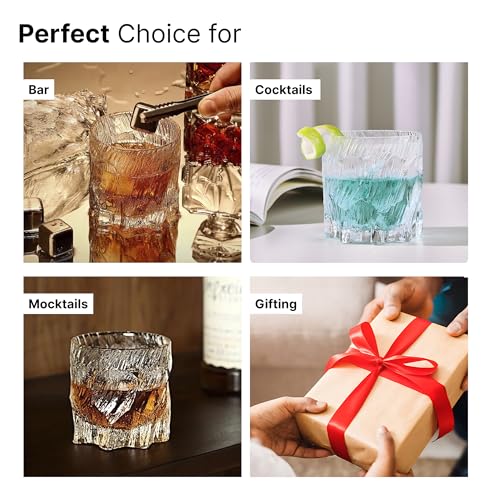 Image of UMAI Whiskey Glasses Set of 2 (270ml Each) | Diwali Gift | Lead Free Neat Whiskey Glass | Heavy Bottom Drinking Glass | Crystal Glass Diwali Gift | Glass for Drinks | Cocktail Glasses