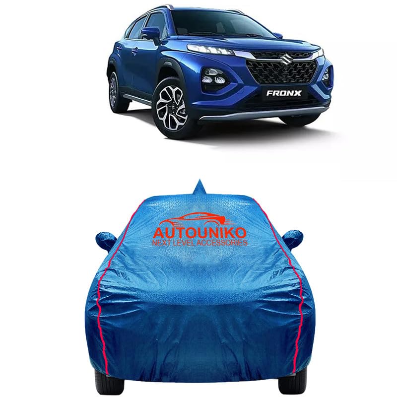 Image of 100% Waterproof Triple Stiched Full Body Car Cover for Maruti Suzuki Fronx with Mirror and Antena Pocket with Soft Cotton Inside(Full Buttom Elastic) (Navy Blue)