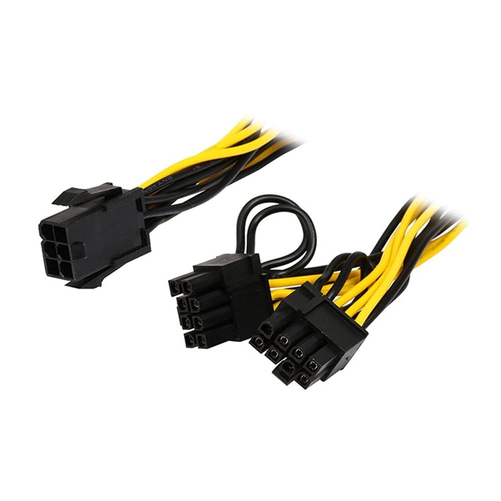 CABLESETC 6-pin PCI Express to 2X PCIe 8 (6+2) pin Motherboard Graphics Video Card PCI-e GPU VGA Splitter Hub Power Extension Cable, 0.2m, black, yellow