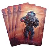 DRLE 100 PCS Pochettes en Aluminium, Sacs Refermables Anti-Odeur Sacs Refermables en Mylar Sacs Refermables en Mylar Zip Mylar Animé Pochon Weed Motif 12,4 x 9,4 cm (Thème Robot)