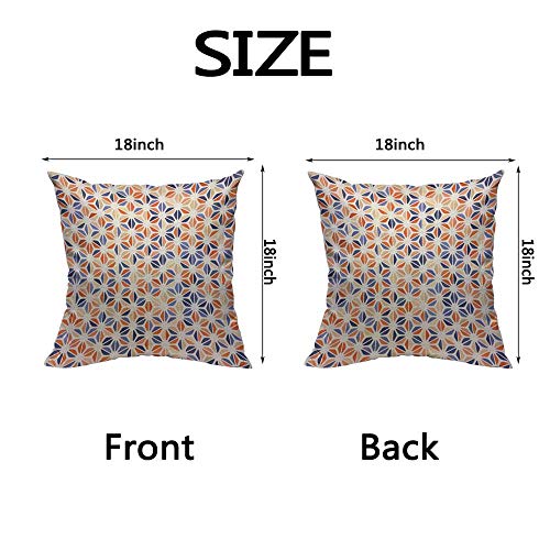 Hosnye TPC1818A99 Blue Orange Beige Spot Cotton Linen Throw Pillow Case Round Triangle Flower Pillow Cushion Covers Home Sofa Decorative 18 X 18 Inch thumb #1
