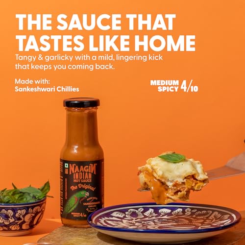 Image of NAAGIN - Indian Hot Chilli Spicy Sauce - The Original, Kantha Bomb, Smoky Bhoot & The 65, Bottle (230gm Each, Pack of 4)