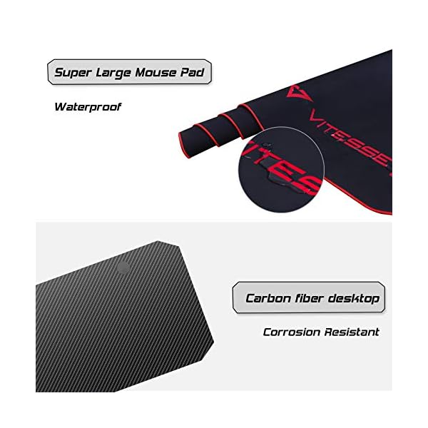Vitesse 55 inch Gaming Desk T Shaped Computer Desk with Free Large Mouse pad, Racing Style Professional Gamer Game Station with USB Gaming Handle Rack, Cup Holder & Headphone Hook - Image 6
