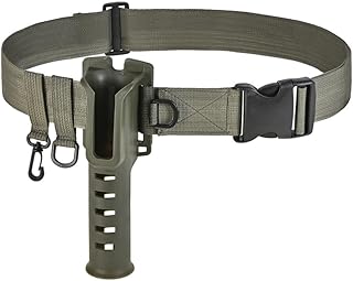 (Black Khaki Green) Portable Fishing Rod Pole Holder Belt with Adjustable Wader Belt