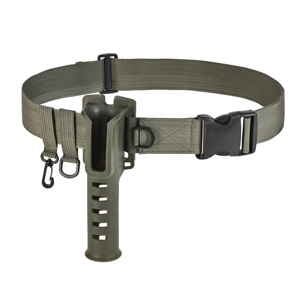 (Green) Portable Fishing Rod Pole Holder Belt with Adjustable Wader Belt, Waders Straps, and Kayak Fishing Accessories, for Surf Casting