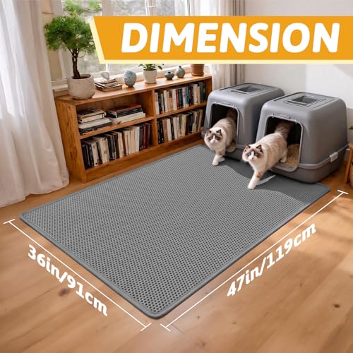Image of Pieviev Cat Litter Mat Double Layer Waterproof Urine Proof Trapping Mat 1 Pack (Gray, 47x36 Inch (Pack of 1))