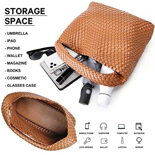 Image of Queenoris Fashion Hobo Bags for Women Top-handle Shoulder Bag Vegan Leather Purses Soft Summer Tote Bag | WOVEN