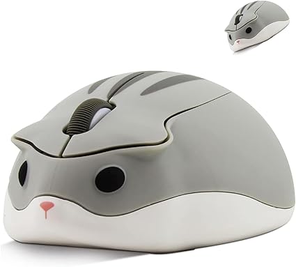 Wireless Mouse Cute Hamster Shape Silent Click Portable Compact Optical 1200DPI USB Cordless Mice for PC Laptop Computer Notebook MacBook Kids Girl Boy Men Women Adults School Office Work Gift (Gray)