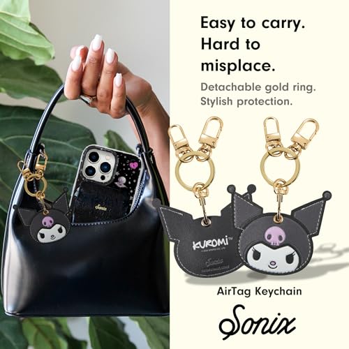 Image of Sonix x Sanrio Character Keychain Case Compatible with Apple AirTag | Protective AirTag Cover Keychain | Kuromi