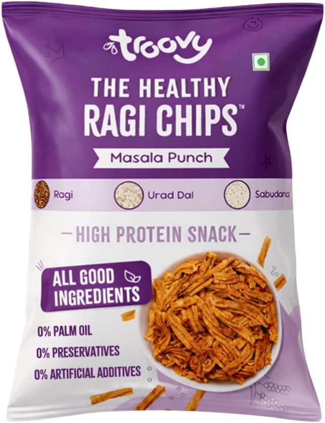 - Troovy Masala Ragi Chips | Tasty & High Protein Snacks | 30% Of Protein Needs | No Palm Oil, Cholesterol or Trans Fats | 70g (Pack of 3)