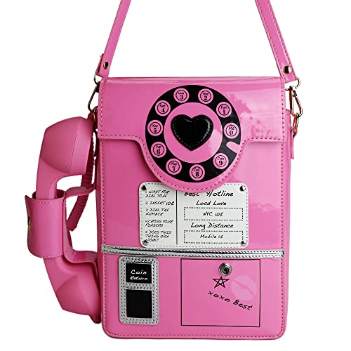 Image of QiMing Retro dial telephone Crossbody Shoulder Bag,Pu Movable microphone Purse for Women