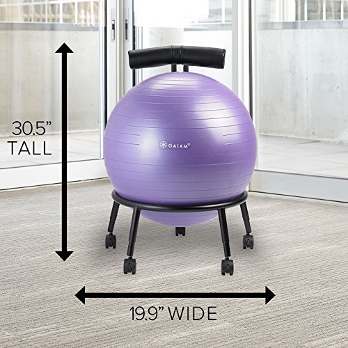 Image of Gaiam Custom-Fit Balance Ball Chair - Exercise Stability Ball Adjustable Desk Chair for Home or Office with 55cm Yoga Ball, Air Pump, Exercise Guide and Satisfaction Guarantee