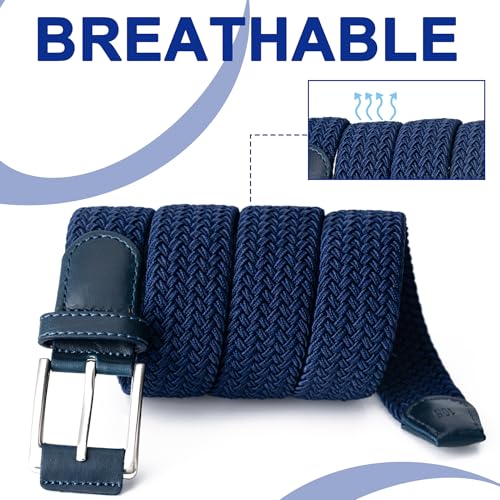 Mens Belt, Canvas Elastic Fabric Woven Stretch Multicolored Braided Belts for Golf Casual Pants Shirts Jeans4