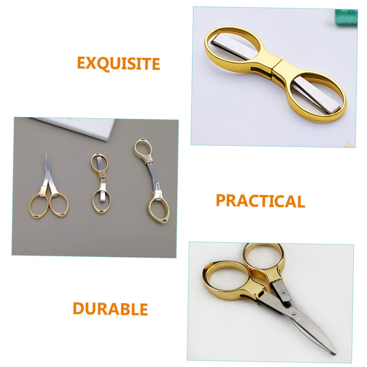 NUOBESTY 3 Set Forbici Pieghevoli Di 8 Parole Forbice Per Ufficio Forbici Di Sicurezza Piccole Forbici Da Cucito Forbici Per Filati Forbice Da Cucina Acciaio Inossidabile Golden 2 Pezzi * 3