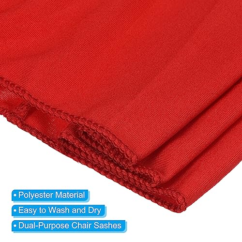 PATIKIL 13" x 5" Stretch Chair Sashes Bows, 25 Pack Elastic Chair Bands Sashes with Buckle Slider for Wedding Banquet Decorations Red - Image 3