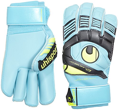 uhlsport Torwarthandschuhe Eliminator Soft RF Comp - Guantes de Portero para fútbol, Color Multicolor (Eisblau/Schwarz/Fluo Gelb), Talla 11