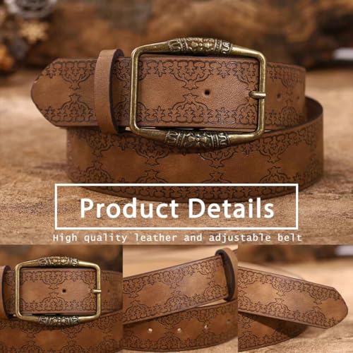 Bounzhi Western Leather Belt for Women Buckle Jeans Belt Vintage Ladies Waist Belt Cowboys Cowgirls Belt2