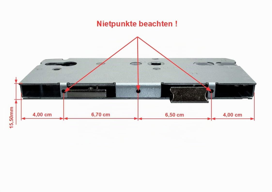 KFV Reparatur Schlosskasten Hauptschloss AS 8092 Dornmaß: 80mm (77mm) / Entfernung 92mm, incl. SN-TEC Montagematerial zum Schrauben und Nieten & SN-TEC Montageanleitung