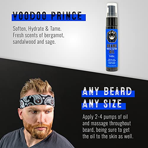 Gibs Grooming Voodoo Prince Beard, Hair & Tattoo Oil Â€“ All-Natural With Bergamot, Sandalwood & Sage Scent-Softens, Strengthens Beard & Moisturizes Skin - 1 Fl Oz (Pack Of 1) #TOP1