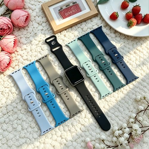 Image of Sport Bands Compatible with Apple Watch Band Women Men 40mm 38mm 41mm 42mm 44mm 45mm 46mm 49mm ,Soft Wristband Waterproof Replacement Strap for iWatch Bands Series 11 10 9 8 7 6 5 4 3 2 1 SE Ultra Black