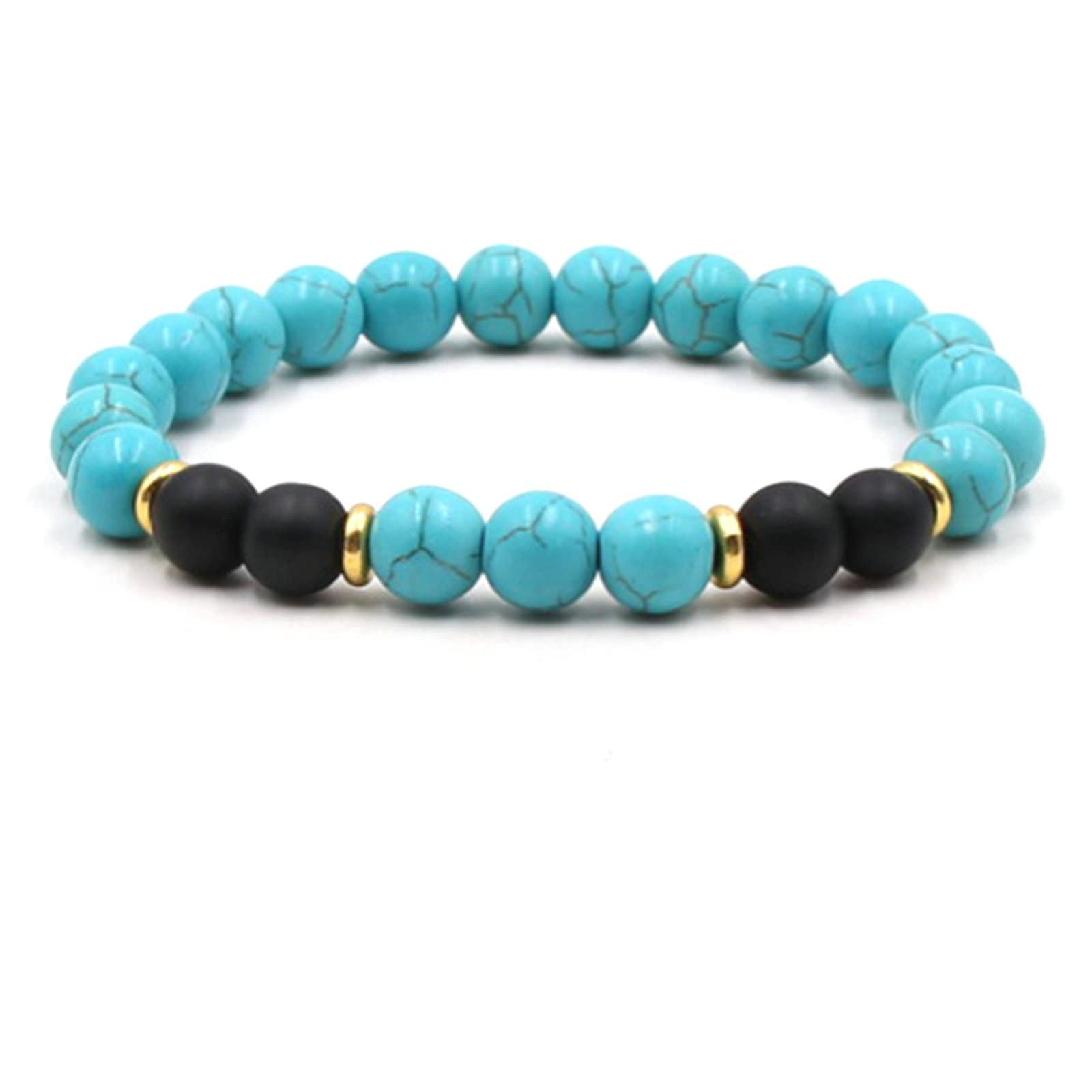 HLTYGWX Herren-Diffusor-Armband Lava, 8 mm Lavastein-Armband mit bunten Perlen, elastisches Armband für Damen, 19 cm