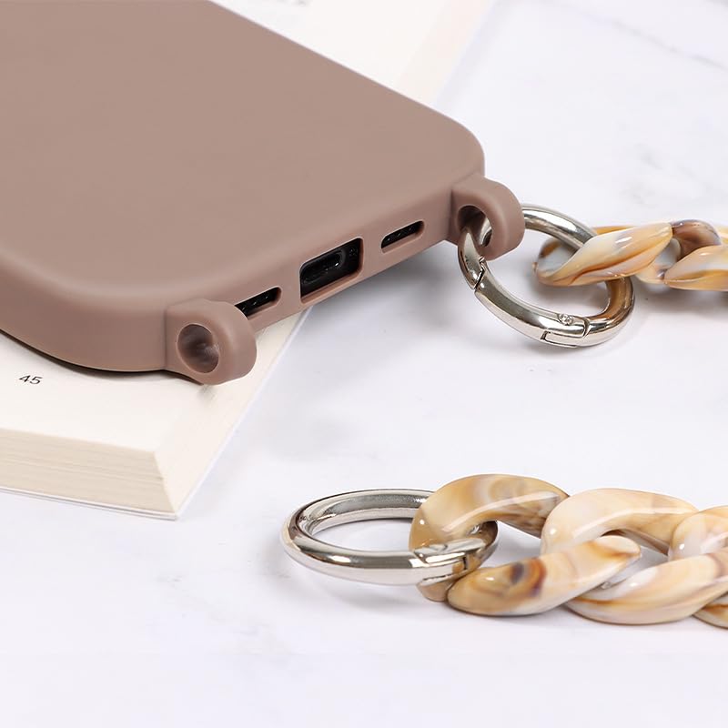 For IPhone 16 15 14 13 Pro Max 12 Crossbody Chain Card Slot Silicone Case Cover