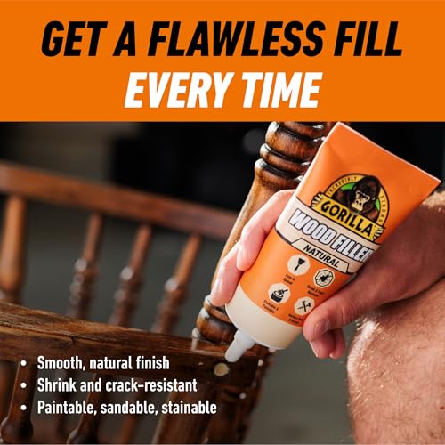 image for Gorilla All Purpose Wood Filler, Natural Color, 6 Ounce Tube (Pack of 