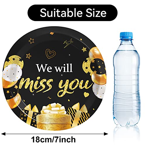 Image of Qyeahkj 48 Pcs We Will Miss You Party Plates Farewell Disposable Paper Plates for Going Away Party Decorations Good Luck Dessert Dinner Tableware Goodbye Party Supplies for Employee Leaving Retirement