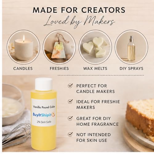 Image of Vanilla Pound Cake Fragrance from Our Holiday Collection - Perfect for Adding Aroma to Freshies, Candles, and Diffusers - 8 oz