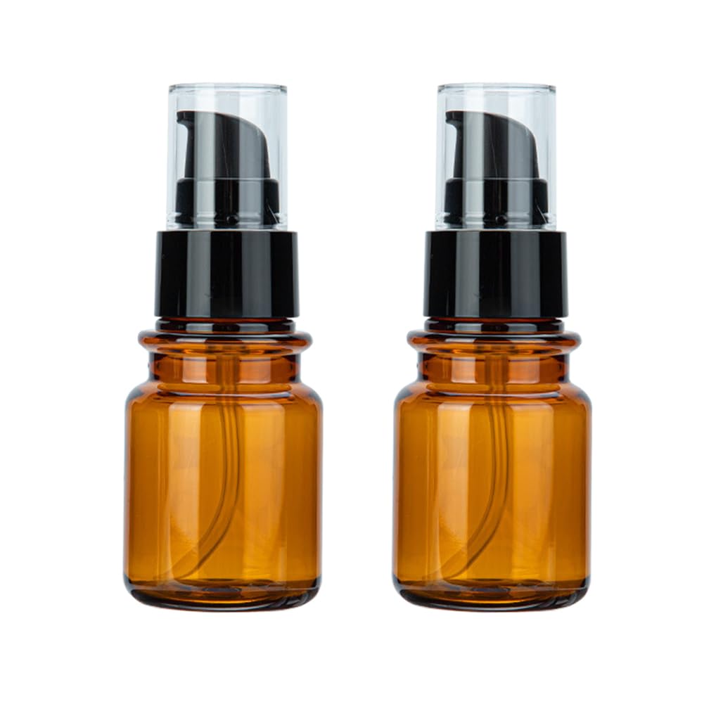 Mzuu Amber 2Pcs 80Ml/2.7Oz Empty Refillable Plastic Pump Bottles With Pump Vial Cosmetic Cleansing Oil Emulsion Essence Cream Lotion Essential Oil Pump Dispenser Vial Containers