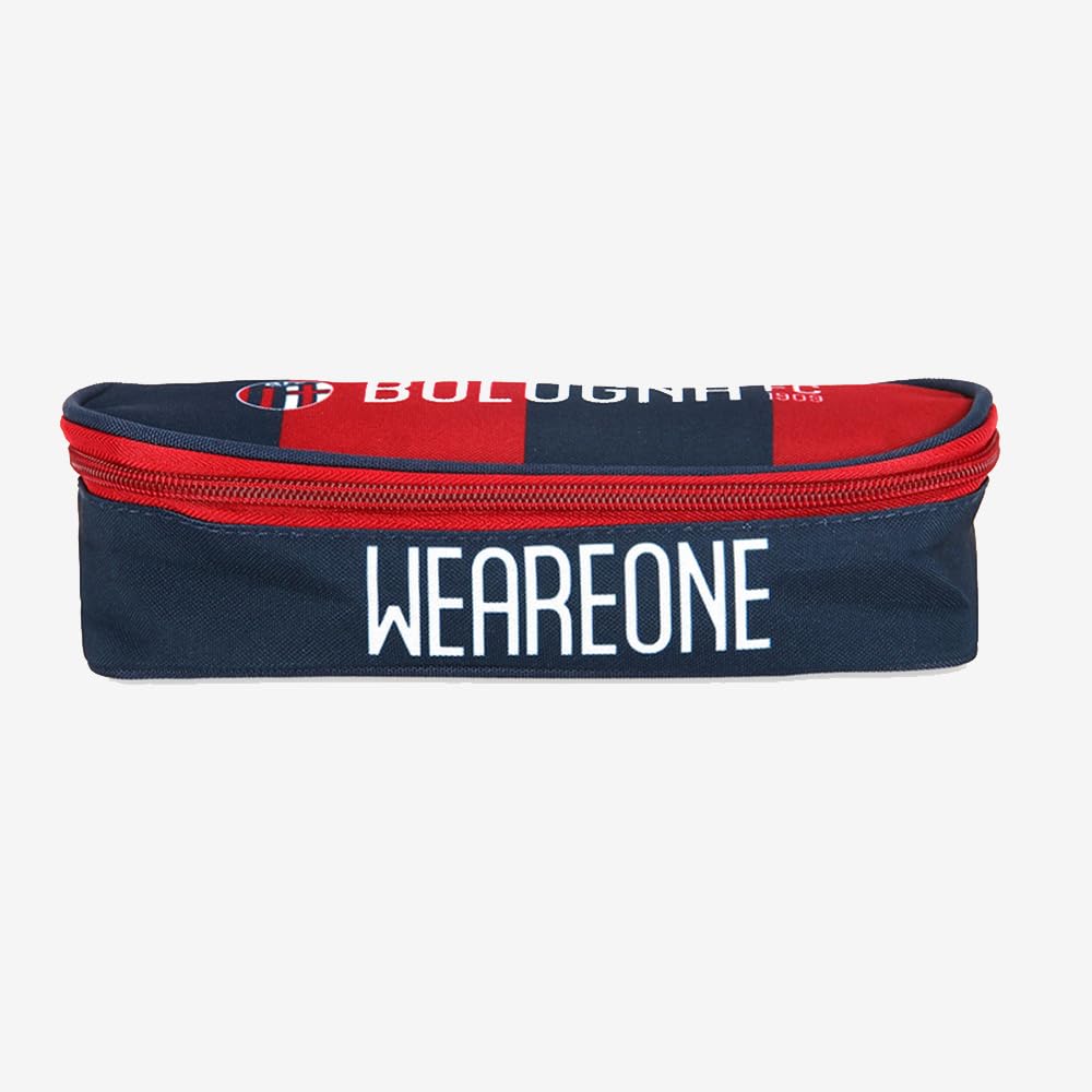 Bologna FC Astuccio Ovale, Porta Penne Scolastico, Design Navy e Rosso con Logo, Weareone