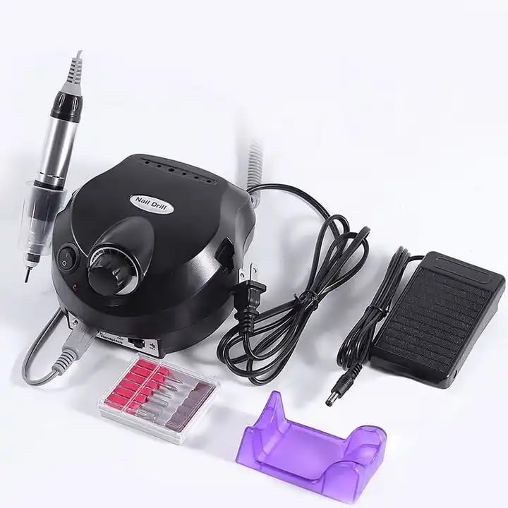 INOG Nail Drill for Acrylic Nails Professional 30000RPM Efile Nail Drill Machine Nail Polisher with 6 Drill Bits & 6 Sanding Bands Foot Pedal Nail Drills Professional Manicure... - Image 2