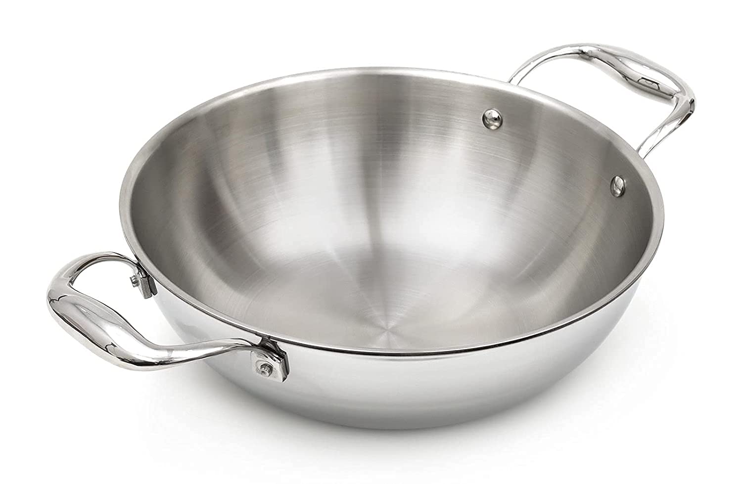 Tri-Ply Stainless Steel Multi Purpose Heavy Weight Extra Deep, Steek Food, Induction & Dishwasher Friendly Durable Cookware - (Kadhai, 26 cm)