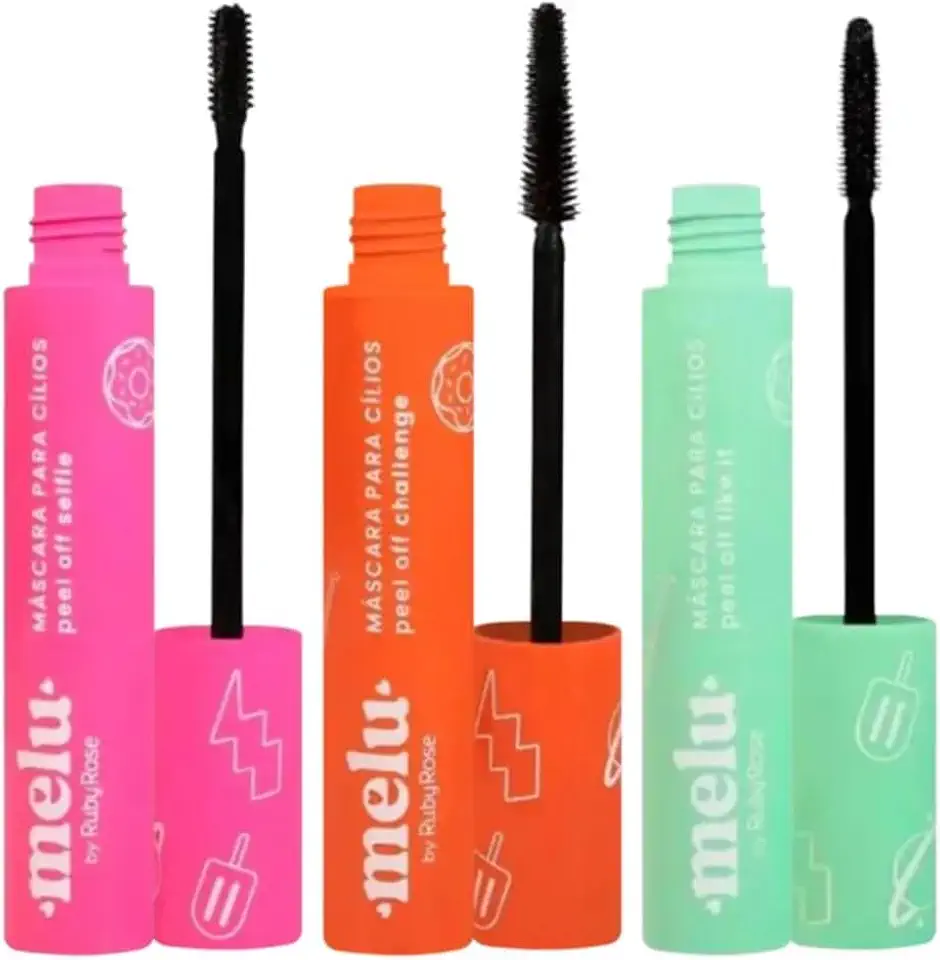 Kit com 03 Máscaras de Cílios Peel Off Tipo Melu Para Ruby Rose, PRETA, Like It + Challenge + Selfie