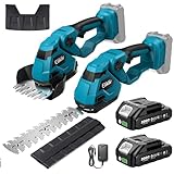 Elikliv ヘッジトリマー 充電式 電動芝生バリカン 1台2役 コードレス ガーデントリマー 両刃駆動 90°回転カッターヘッド 強力軽量 刈込機 生垣バリカン 庭木剪定 植木 園芸 枝切り 垣根用 大容量バッテリー2個付 グラスレシーバー搭載