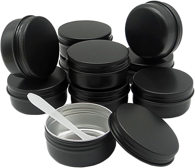 Wopanxye Frascos Recarregáveis de Alumínio Preto com Tampa de Rosca, 50 mL, Pacote com 10