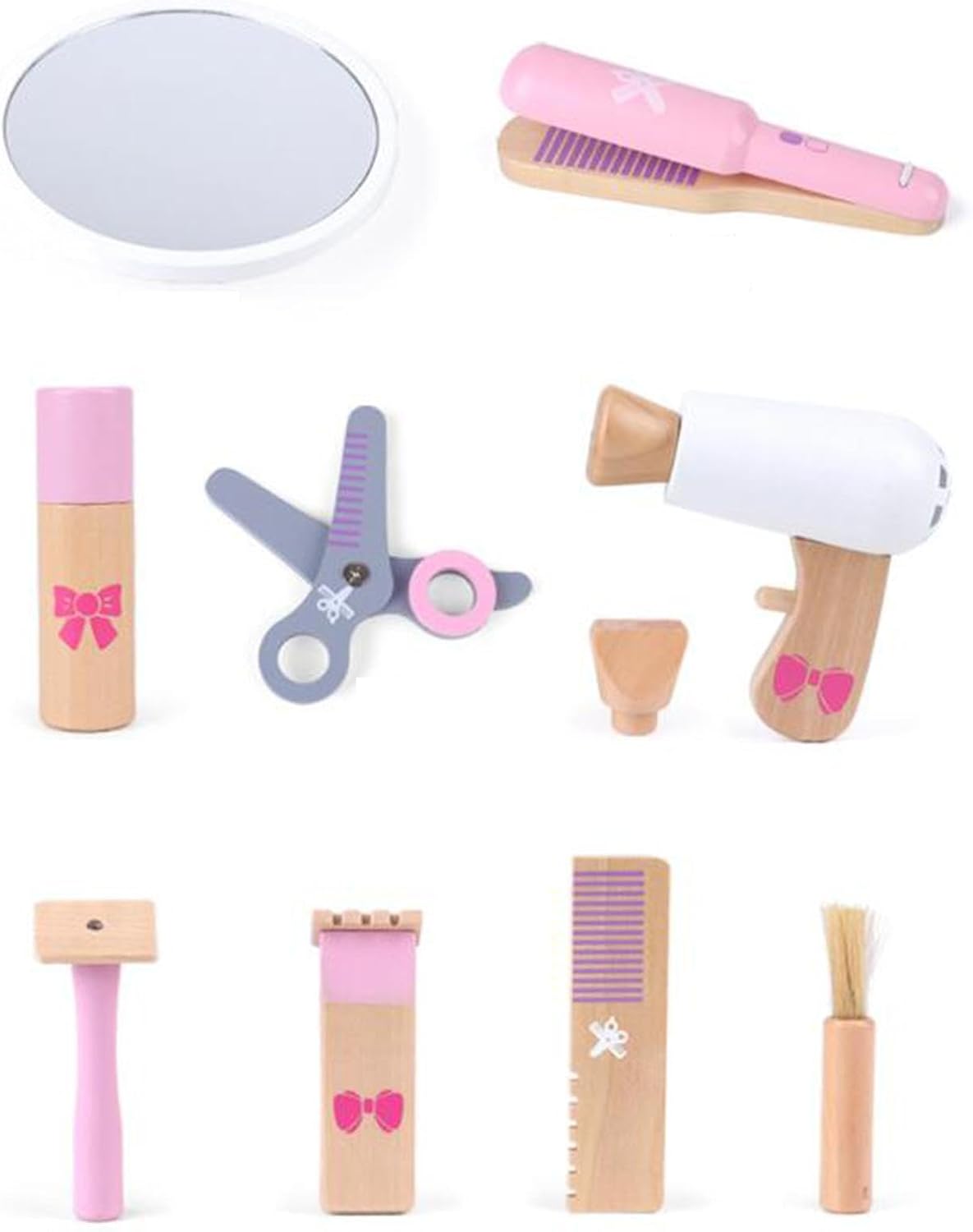 Beauty Set Makeup Toy Novelty Hairdressing Set Play House Toy Birthday Gift Wooden Princess Play Set Fun Wooden Beauty Set
