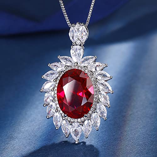 Colliers pendentif émeraude rubis pour femmes | Bijoux pierres précieuses 12x16mm