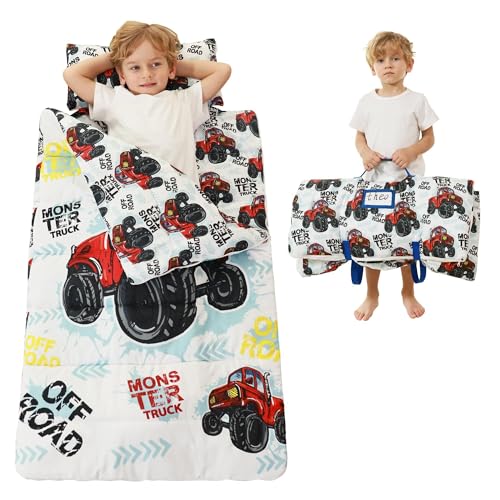 Image of Toddler Nap Mat for Preschool 50''x30'' Sleeping Mat with Removable Pillow and Minky Blanket for Kids Ages 3-7 Roll Up Soft Sleeping Bag for Boys Girls Kindergarten Daycare Sleepover
