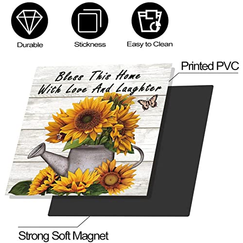 Flower Dishwasher Covers For The Front Magnetic,Sunflowers Refrigerator Magnetic Stickers,Wood Grain Floral Home Cabinet Decor Panel Decal,Sunflower Sticker Magnet Cover Sheet,Flower Magnets #TOP6