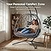 SWITTE Double Egg Swing Chair with Stand, Outdoor Patio 2 Person Hanging Wicker Hammock Chairs with Cushion for Indoor Bedroom, Lawn, Garden-Dark Grey