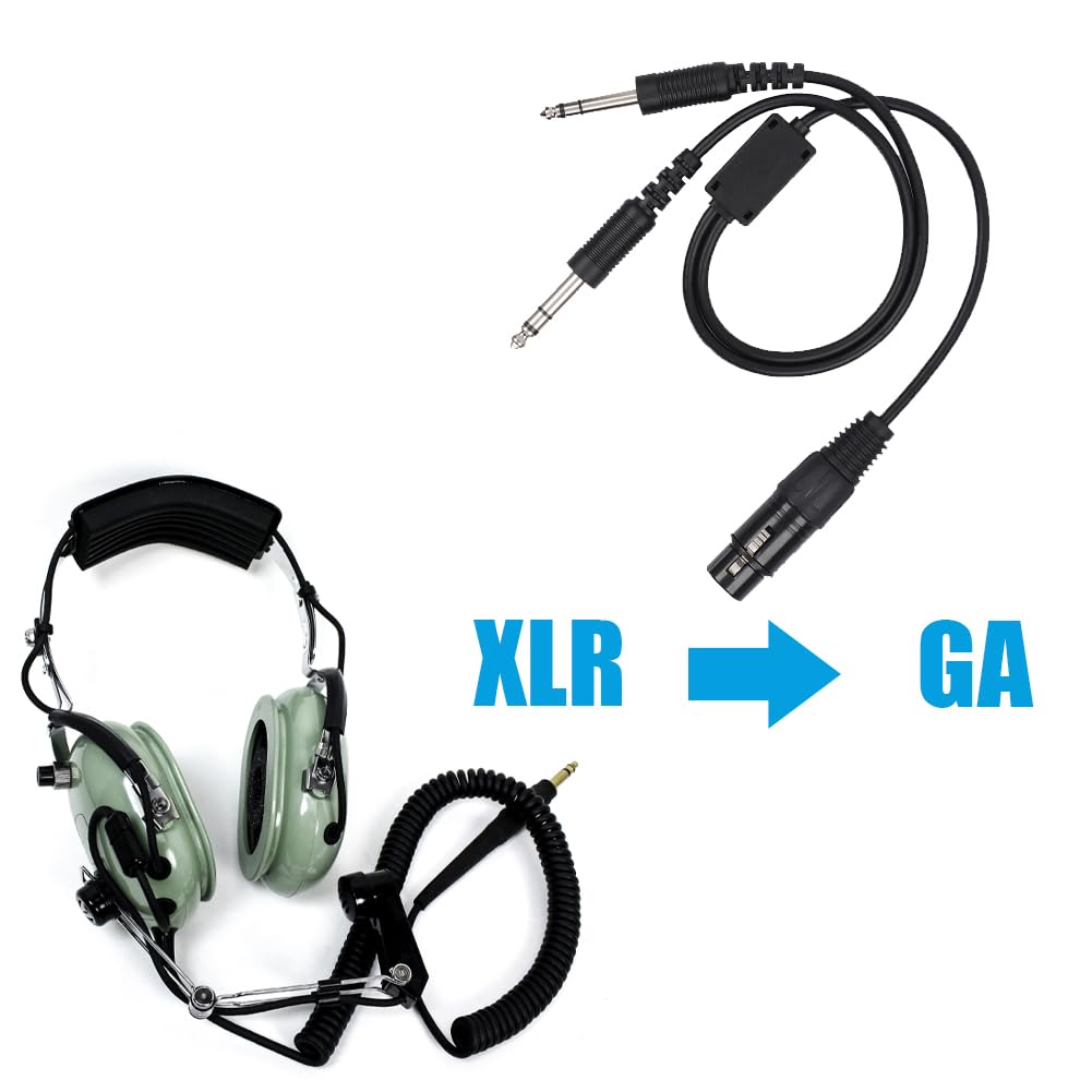 Joyzan Adattatore Per Cuffia Aviazione, Cavo Adattatori Cuffie Aeronautiche | Audio Aerei U 174 Aeronautica Portatile Elicotteri a Doppio Spinotto Generale XLR a GA Doppia Spina 5 Pin Plug And Play